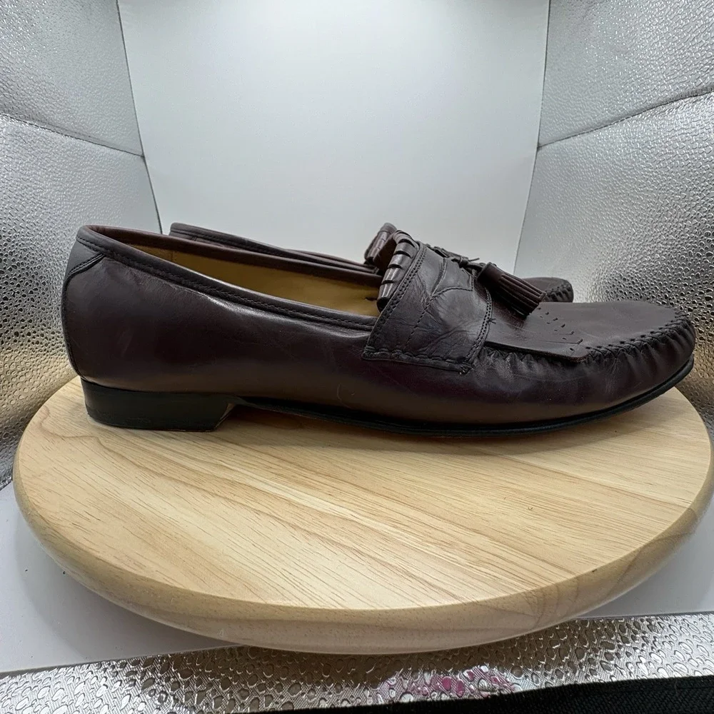 Johnston & Murphy Hayes Burgundy Leather Kiltie Tassel Loafers Men's 14W Wide